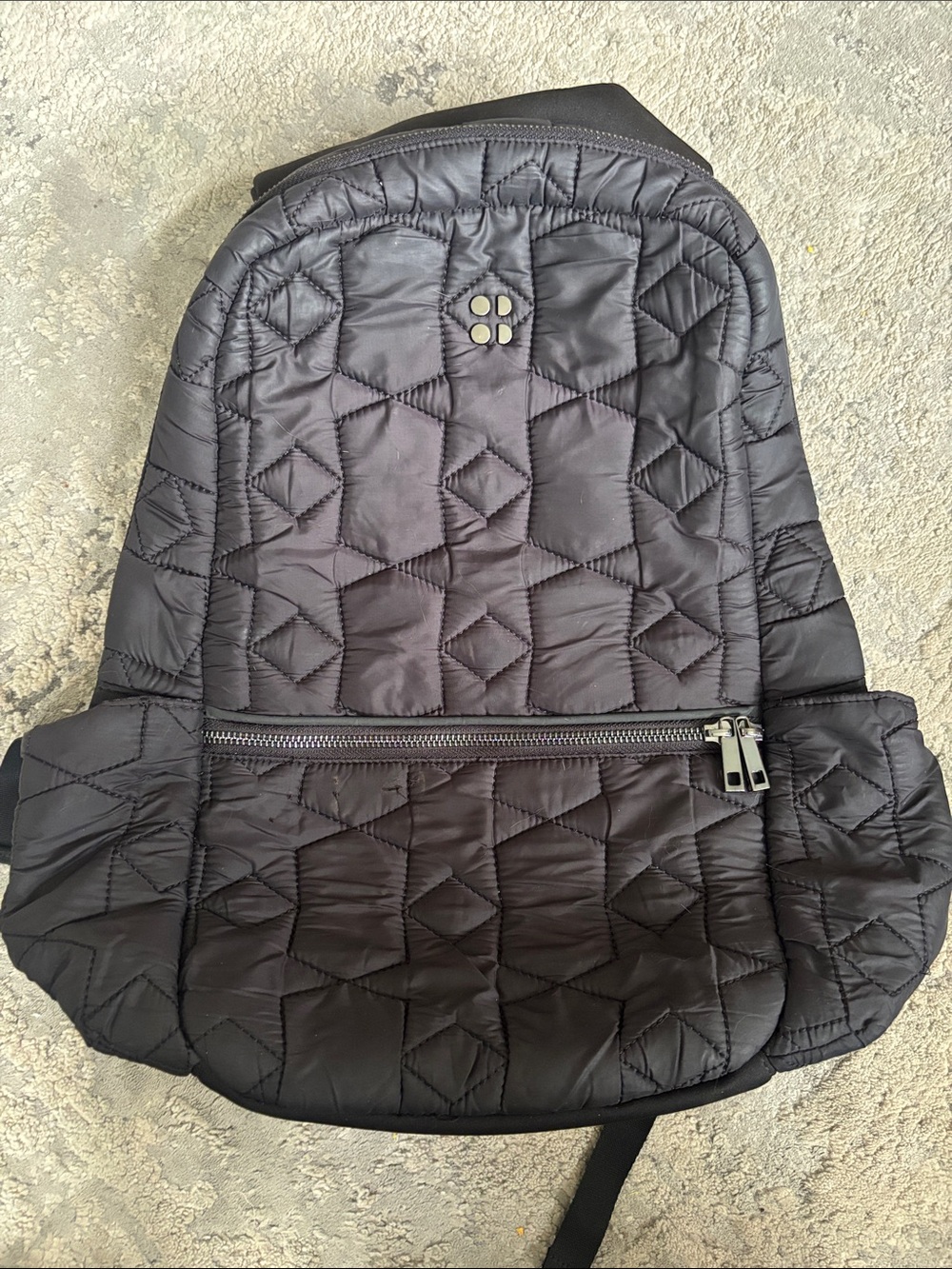 Sweaty Betty Quilted Black Backpack with Front Zip Pocket